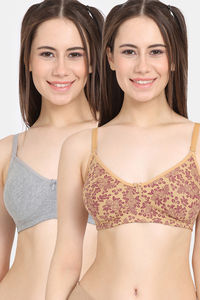 Grey Melange Maroon Aop
